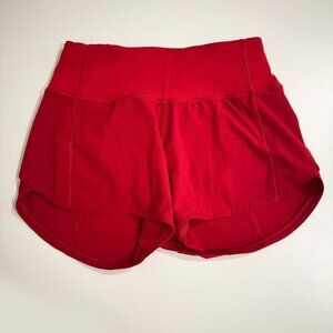 Lululemon Low Rise Speed Up Short Long *4" Updated Fit Dark Red Size 0 EUC